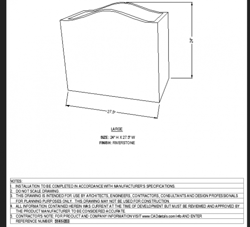 The designed rectangular pot plan with detailed dwg file.