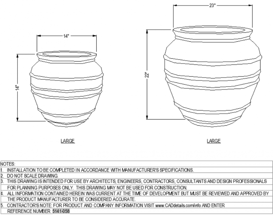 The desired layered pot plan detail dwg file.