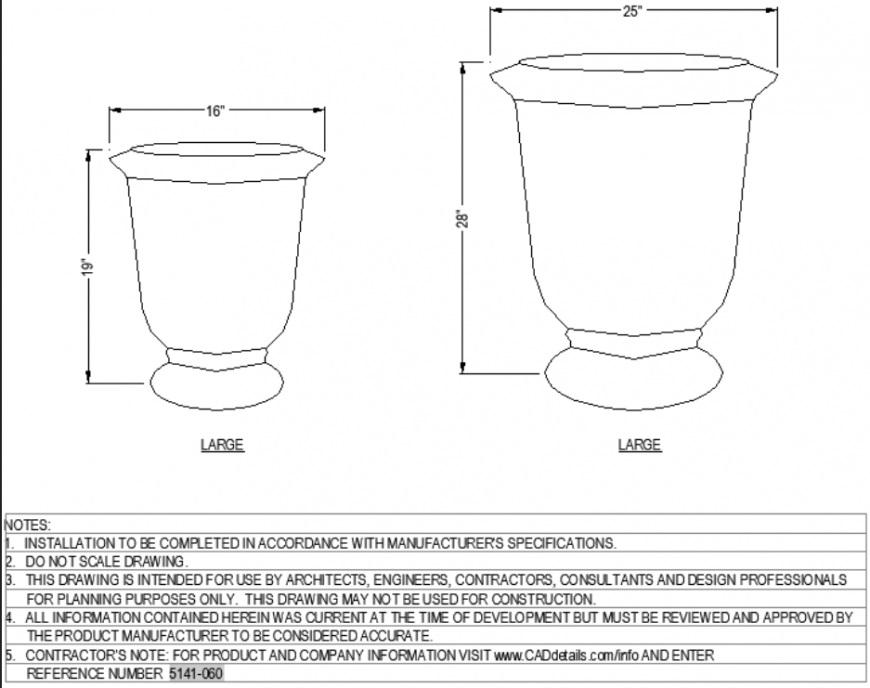 The desired trophy shaped pot plan detail dwg file.