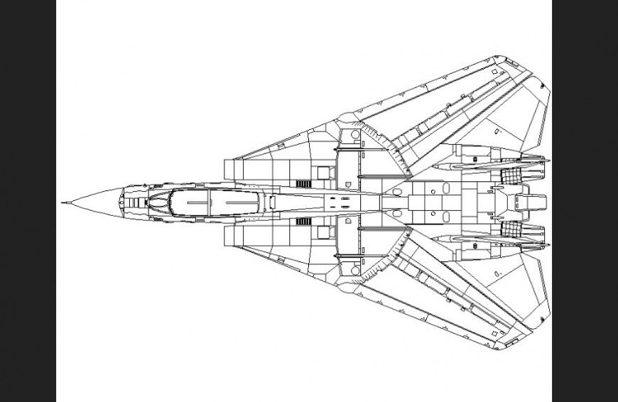 The detail of a jet plan dwg file.