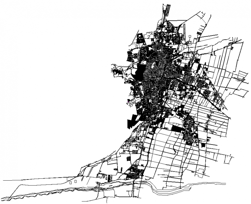 The detail of a town plan dwg file.