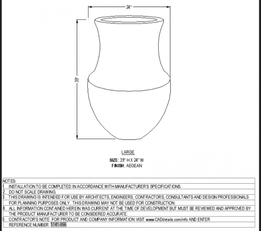 The dimensional pot plan detail dwg file.