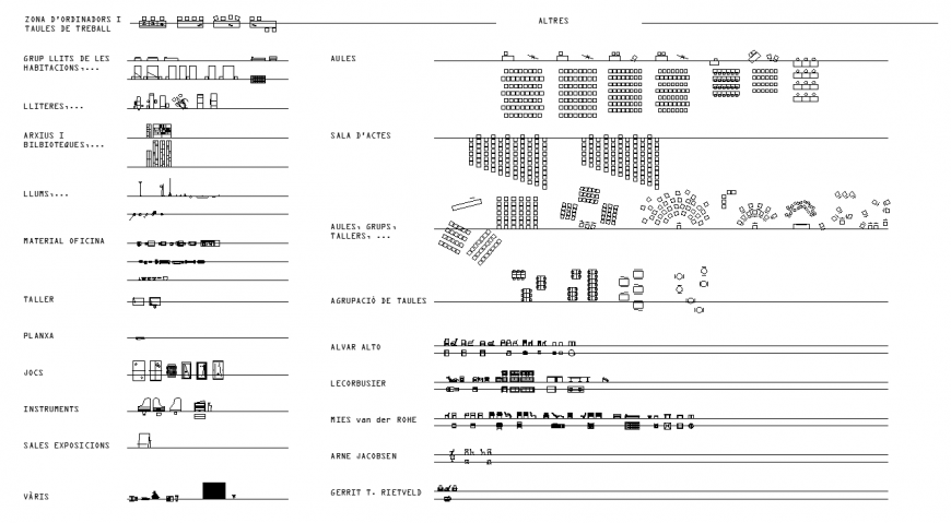 The furniture plan detailing dwg file.