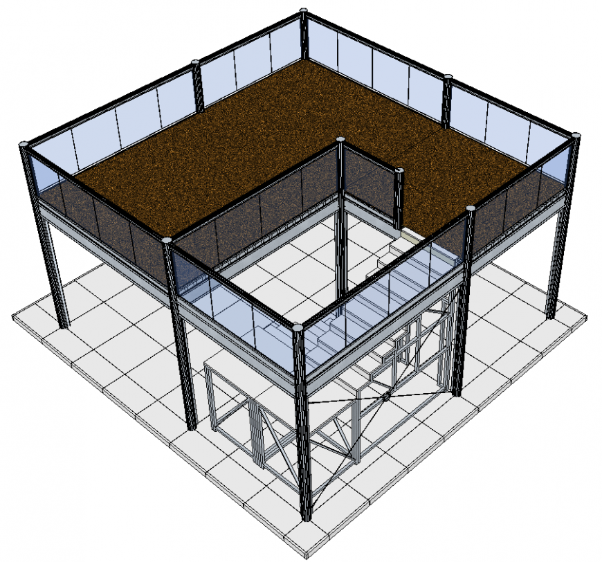 The glass house plan with detail dwg file.