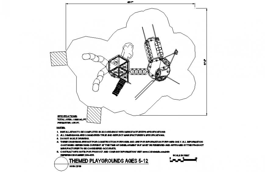The ground area with playing area design dwg file
