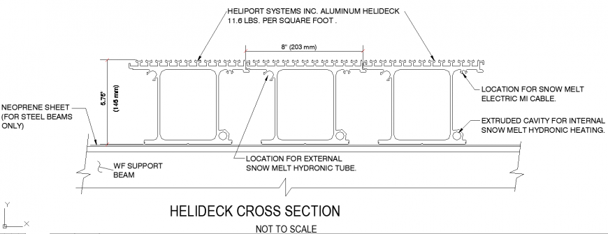 The helideck cross section plan detail dwg file.
