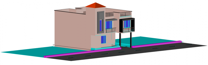 The house plan with 3D a detail of dwg file.