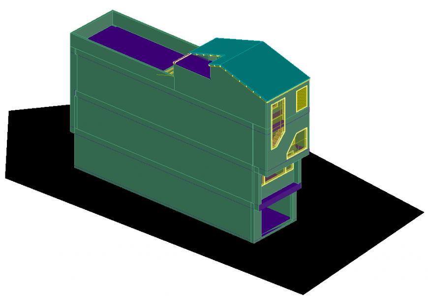 The house plan with 3D detailing dwg file.