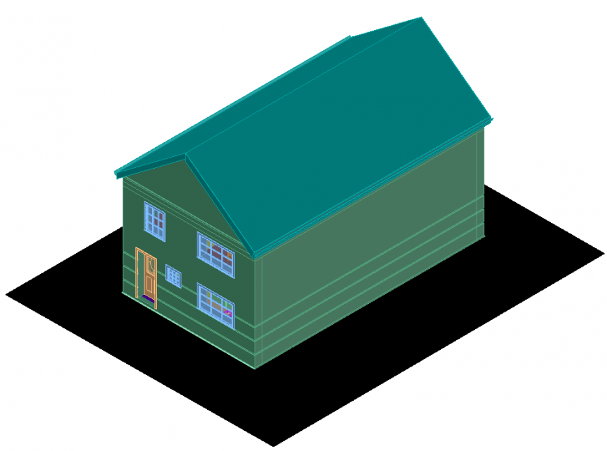 The house plan with a 3D detailing of dwg file.