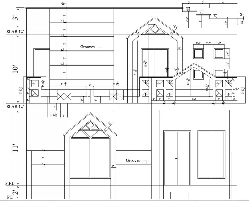 The house plan with a detailing of the dwg file.