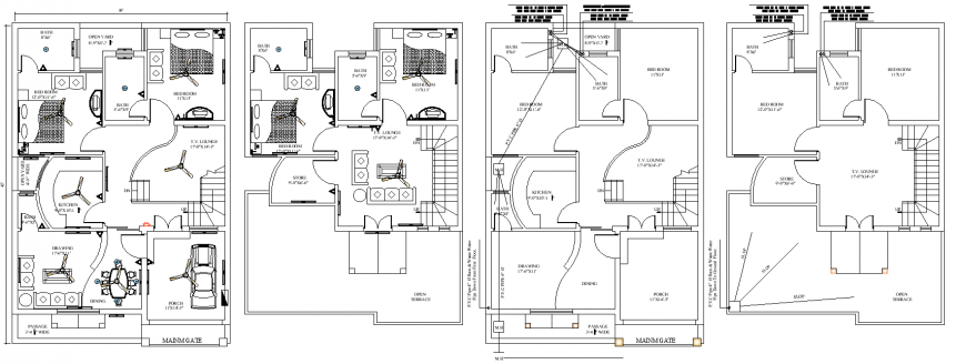 The house plan with detail of dwg file.
