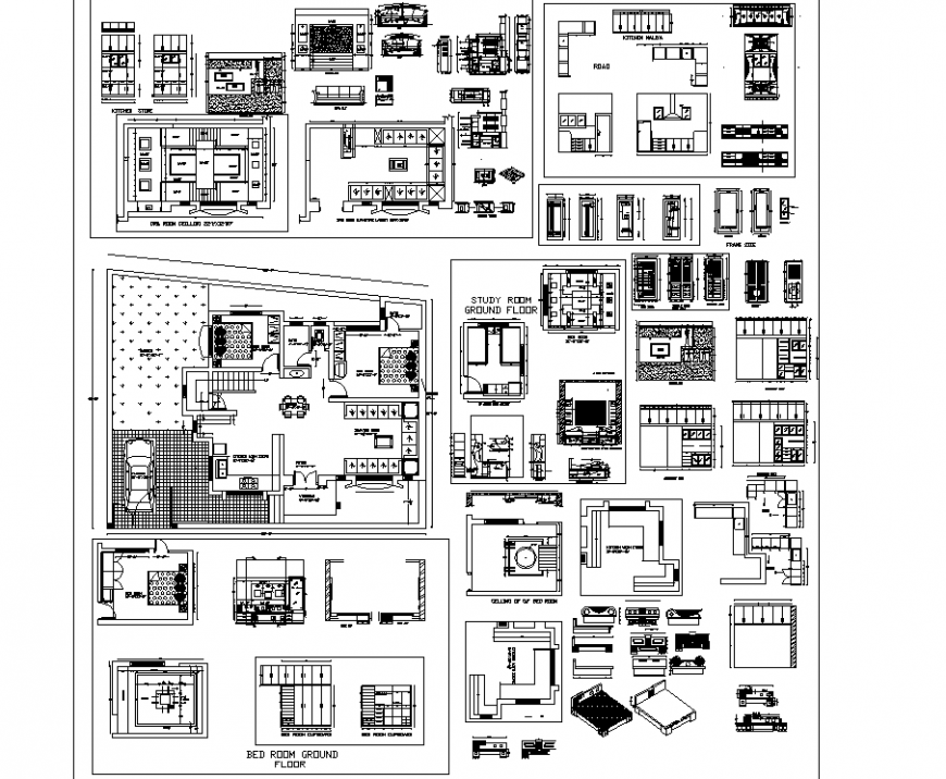 The house plan with furnish detailed of a dwg file.