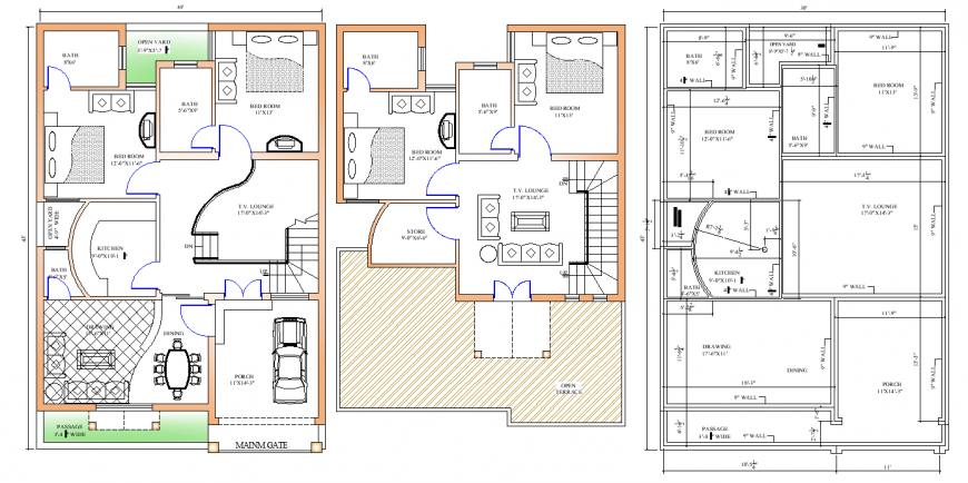 The house plan with furnish detailing dwg file.