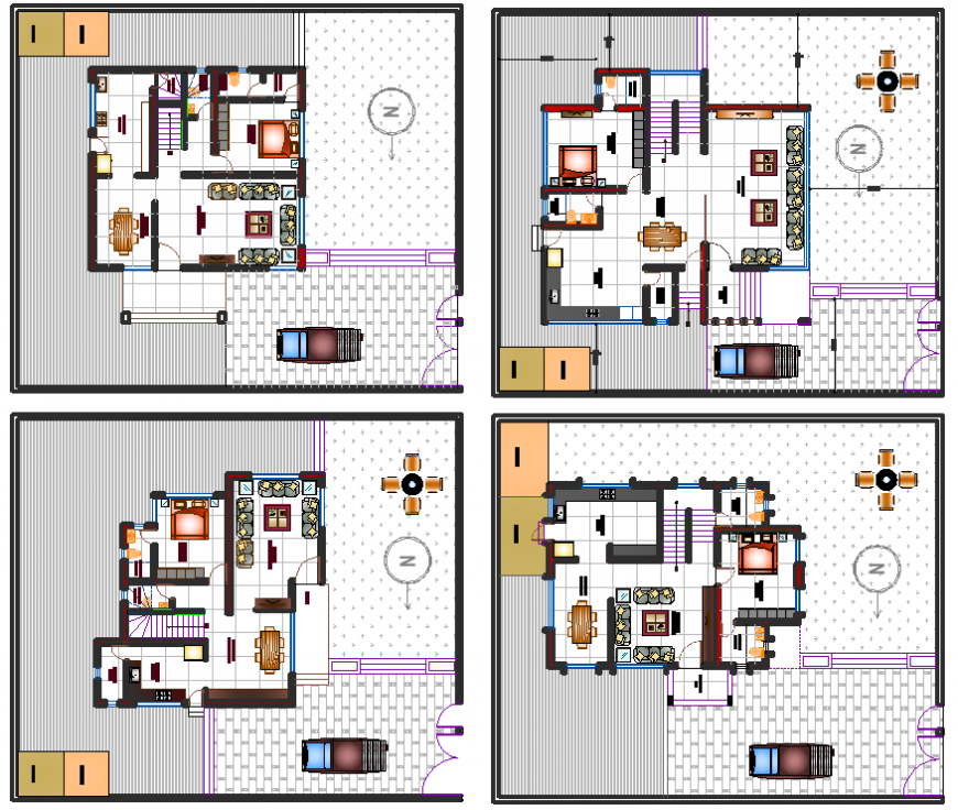 The house plan with furnished detailing of a dwg file.