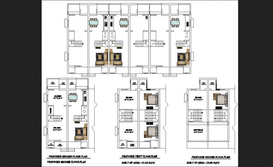 The house plan with furnished detailing of dwg file.