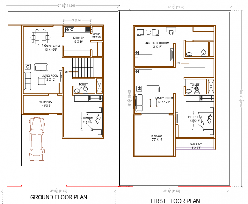 The house plan with the detailing dwg file.