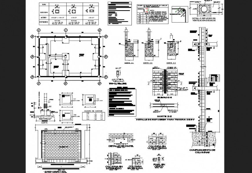 The housing reinforced concrete plan detail dwg file.
