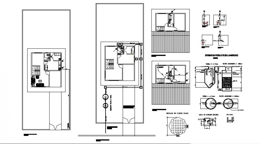 The hydraulic water system and sanitary installation details of house dwg file