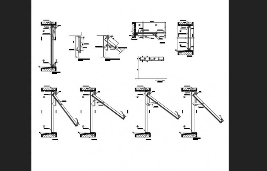 The iron window construction structural detail dwg file.