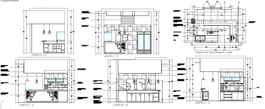 The kitchen plan with furnish detailing of dwg file.