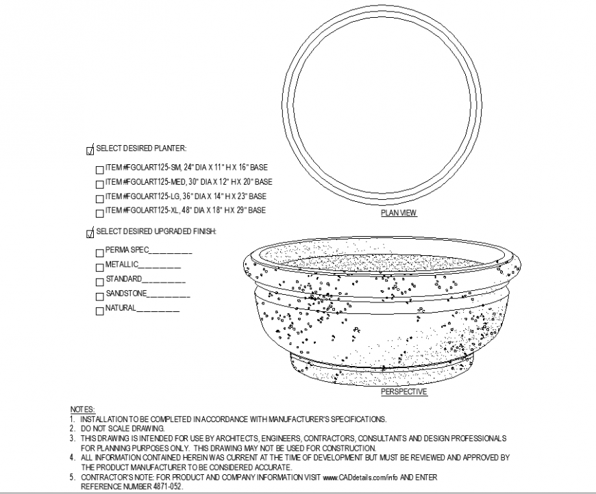 The layered pot plan detail dwg file.