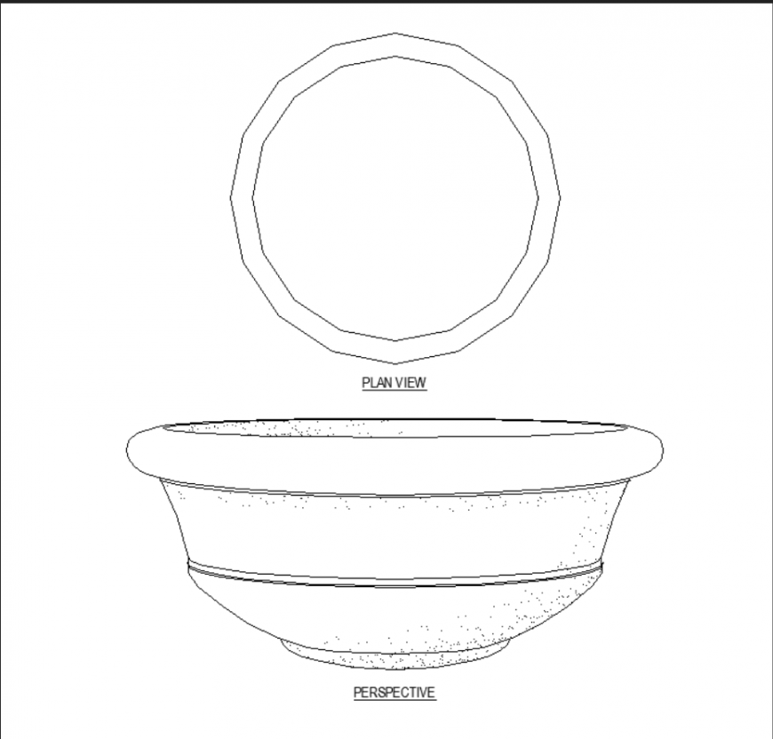 The layered pot plan with detailed dwg file.