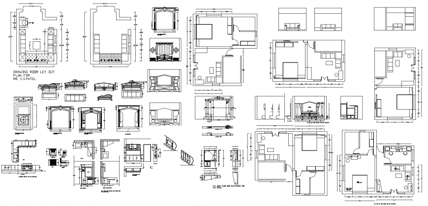 The living room furnished plan with detailing of dwg file.