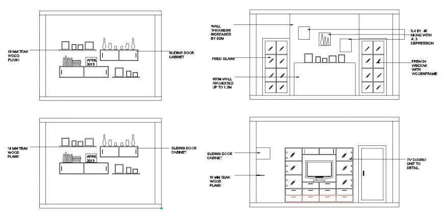 The living room plan with furnished detaili of dwg file.