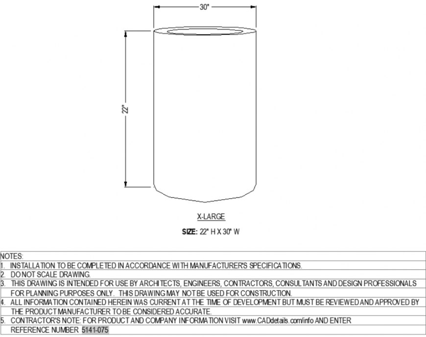 The long dimensional pot plan with detailed dwg file.
