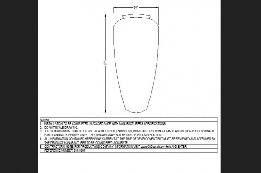 The long pot with a geometrical plan with detailed dwg file.