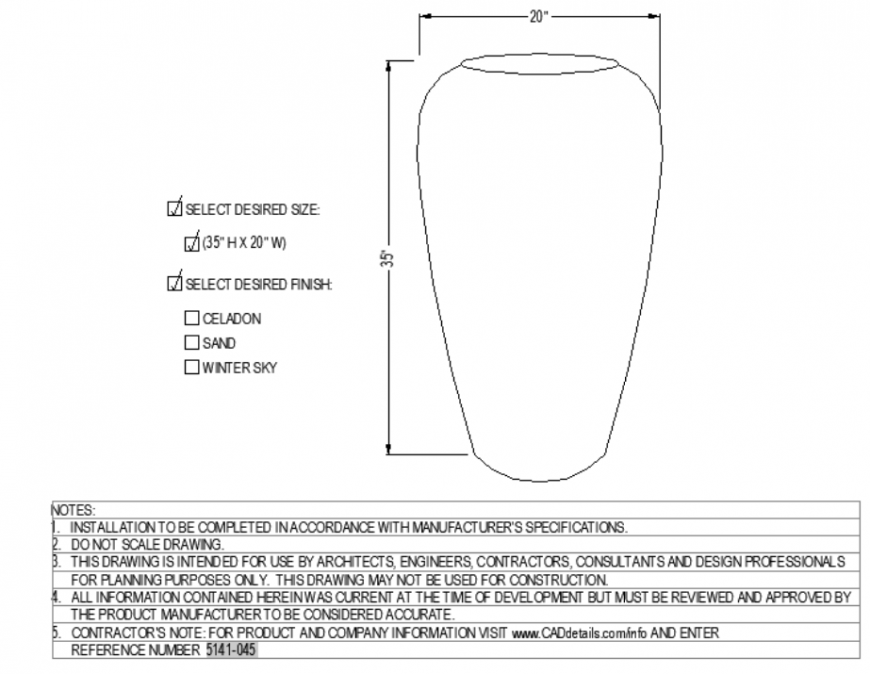 The long pot with geometrical plan detail dwg file.
