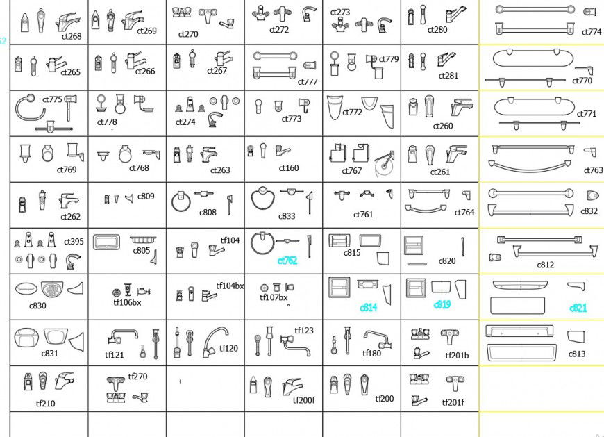The numbering of Equipment Bathroom detail dwg file