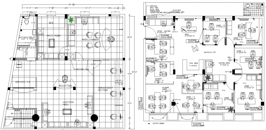 The office plan with a detail & dwg file.