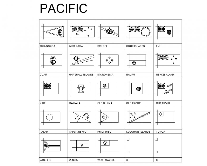 The pacific map plan detail dwg file.