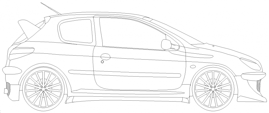 The plan of a car with the detailing  dwg file.