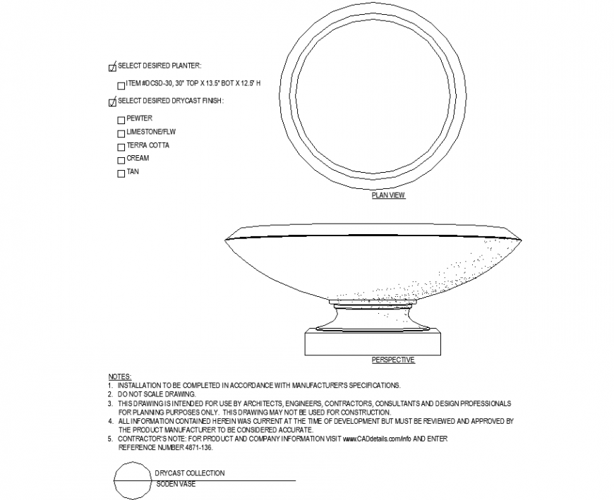 The plan of a pot with detailed dwg file.