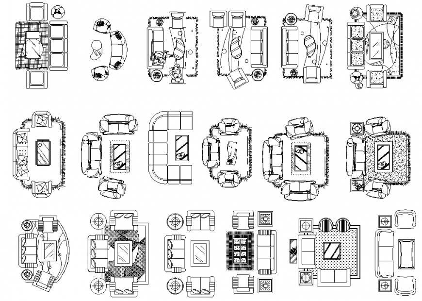 The plan of a sofa set with detail dwg file.