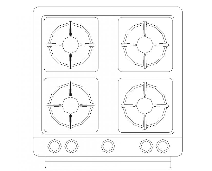 The plan of a stove detail dwg file.