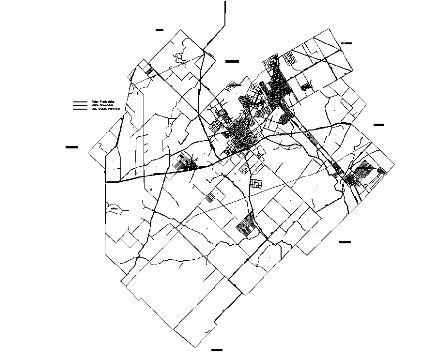 The plan of a town with a detail dwg file.