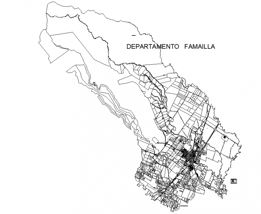 The plan of a town with the detail dwg file.
