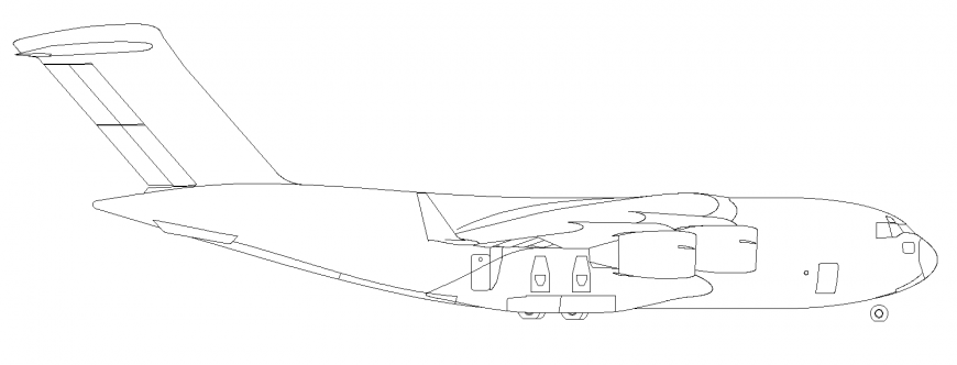 The plan of an air-plane with a detailing dwg file.