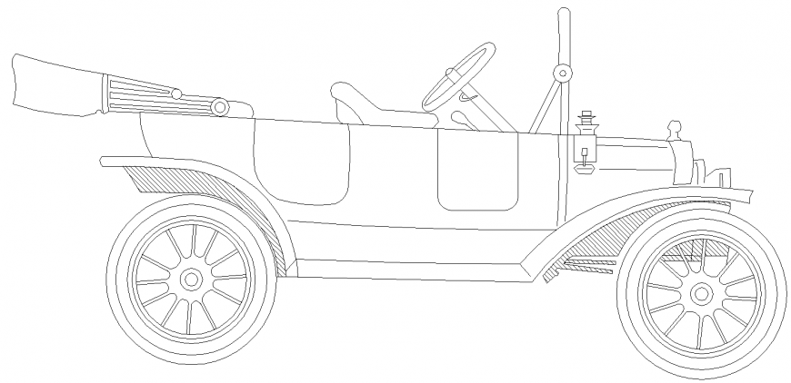 The plan of an open car detail dwg file.