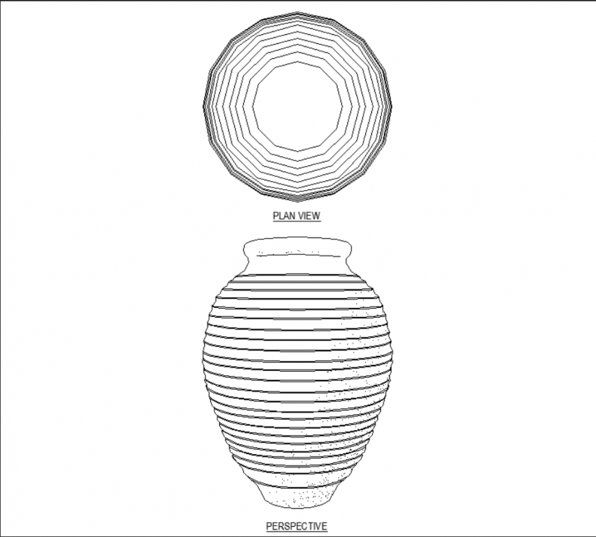The pot-shaped pot plan with detailed dwg file.