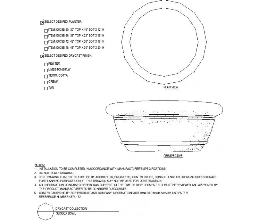 The pot plan with pot-shaped detailed dwg file.