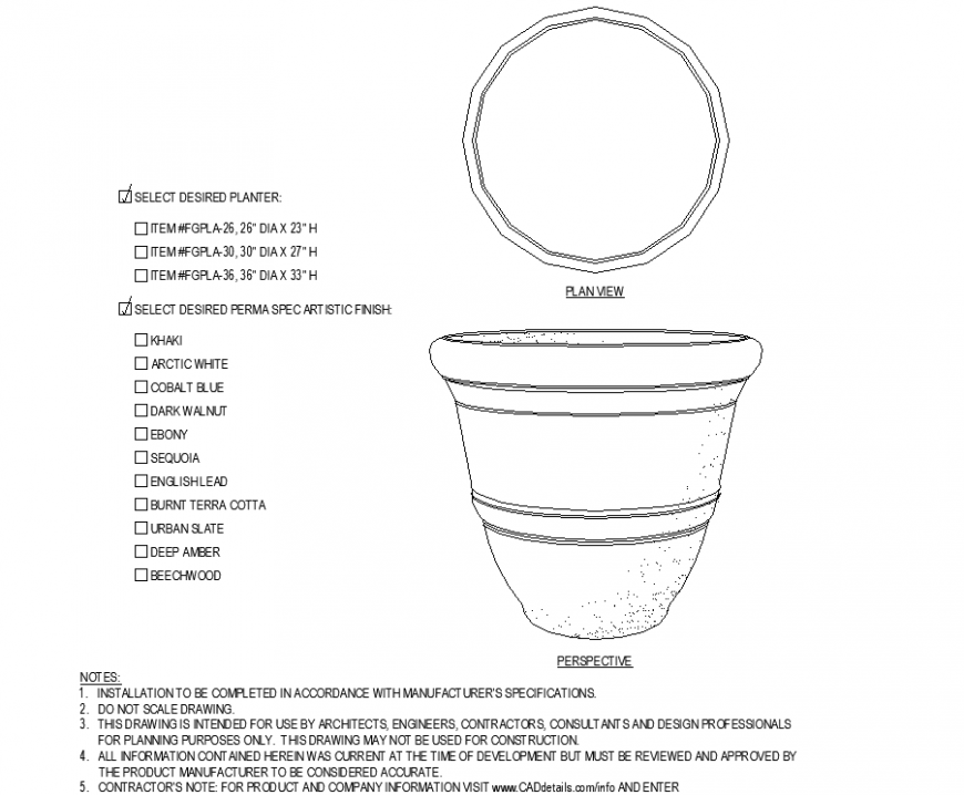 The Pot with a stand plan detail dwg file.