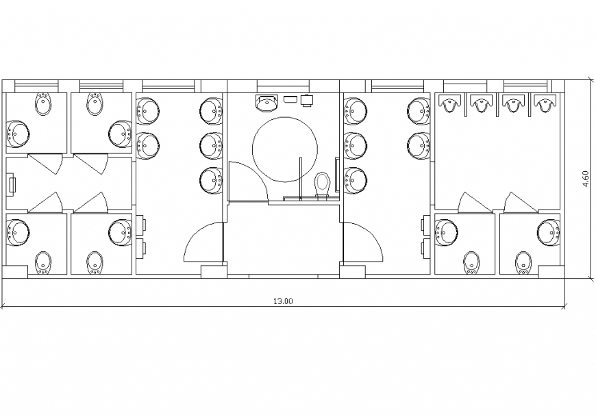 The public bathroom plan with detail dwg file.