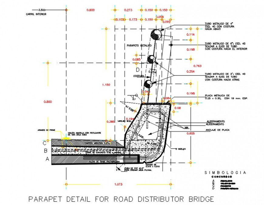 the railing of distributor bridge cad file