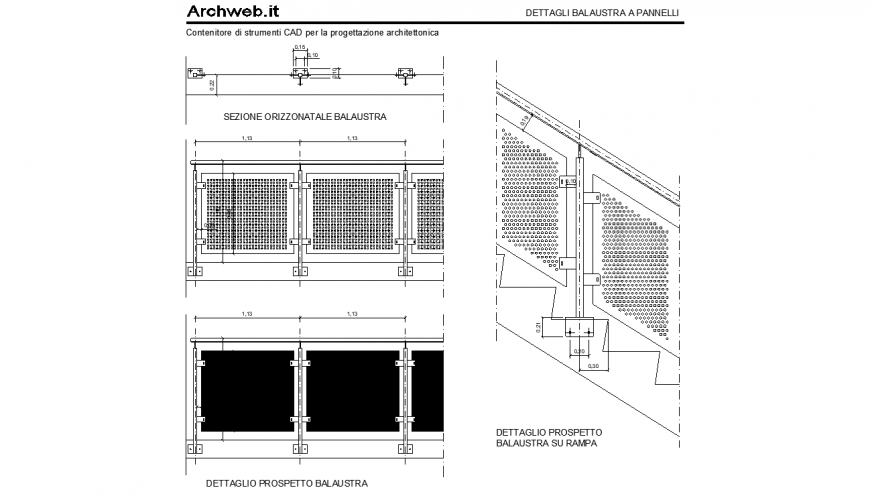 The railings plan and elevation detail dwg file.