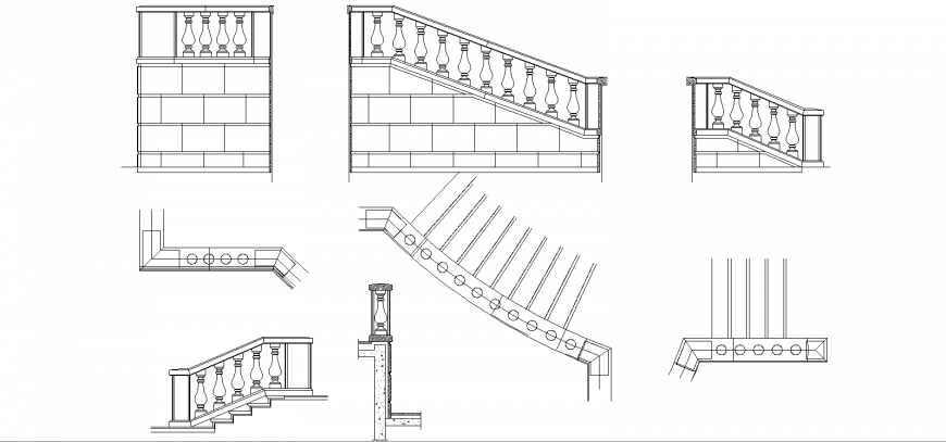 The railings plan and elevation with a detail dwg file.