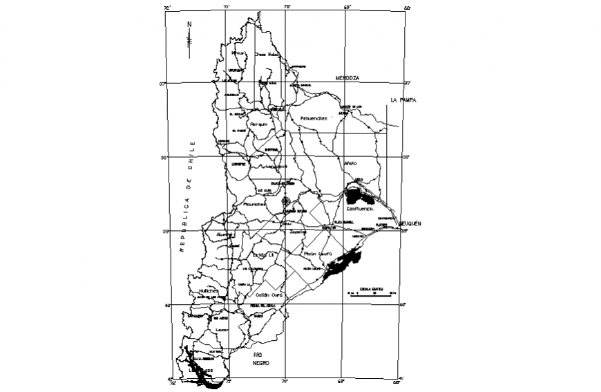 The republic of Chile town planning with location map details dwg file